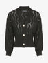 Gilet en maille ajourée à boutons en perles - Noir - 4