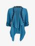 Gilet fin à manches rabattables et liseré en dentelle - Bleu - 1