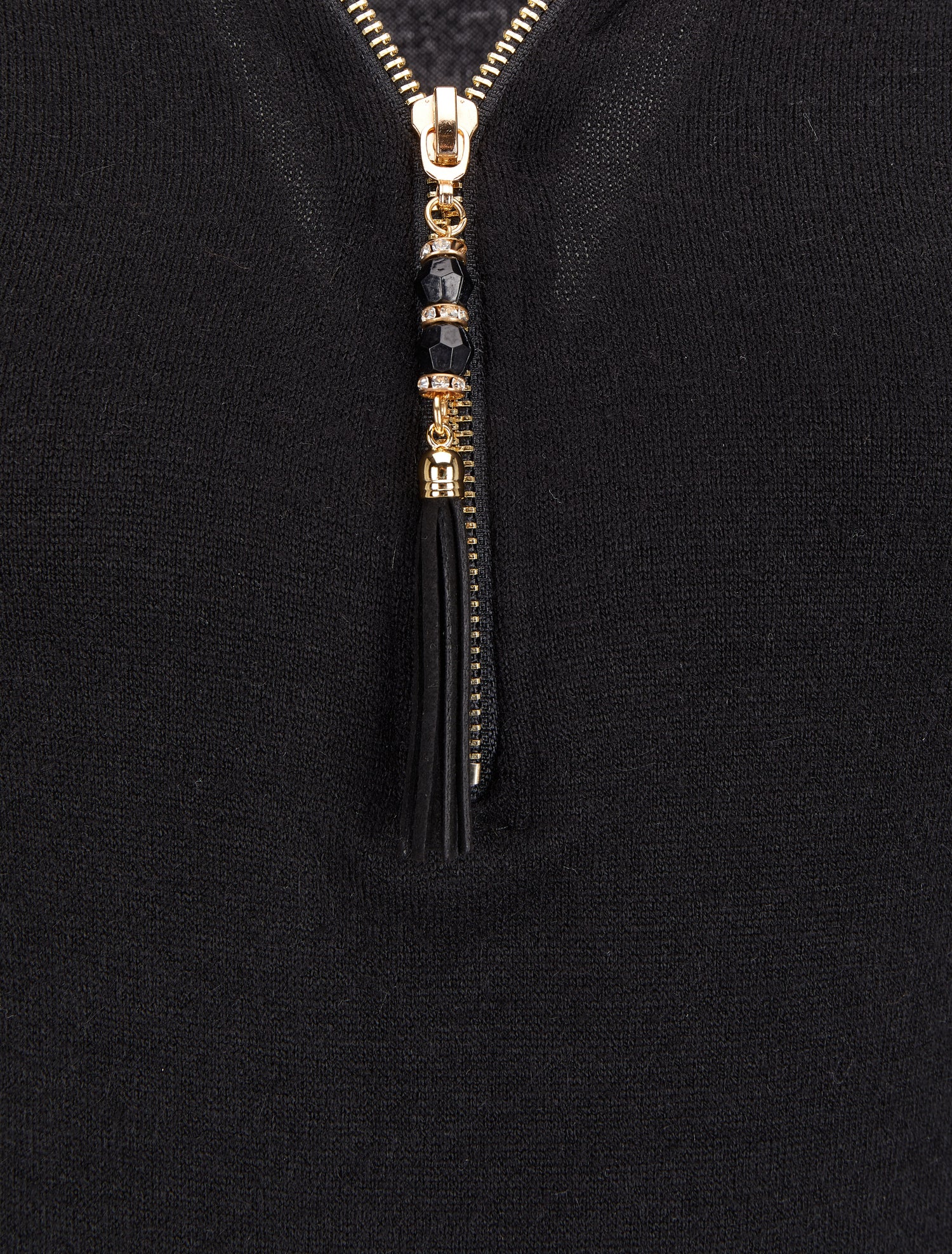 Body à col V zippé avec pampille - Noir - 3