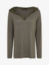 Pull fin à capuche en dentelle - Taupe - 1