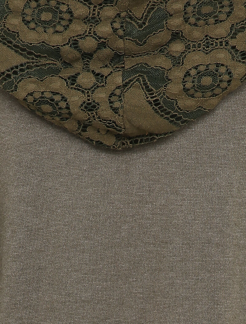 Pull fin à capuche en dentelle - Taupe - 3