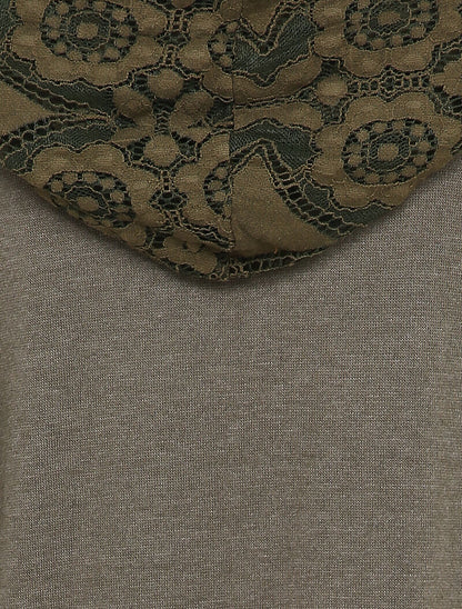 Pull fin à capuche en dentelle - Taupe - 3