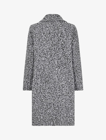 Manteau long coupe droite effet laine bouclée - Gris chiné - 2