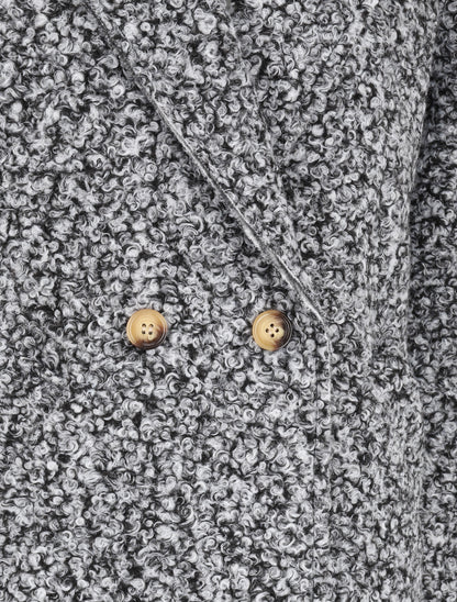 Manteau long coupe droite effet laine bouclée - Gris chiné - 3