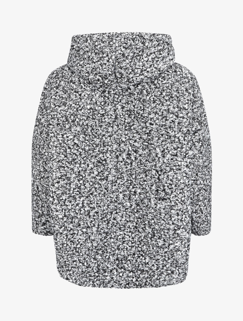 Manteau oversize à capuche en maille bouclette - Gris chiné - 2