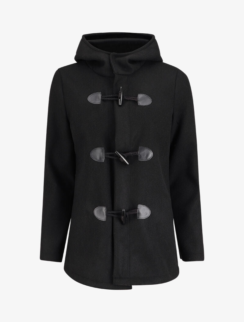 Duffle coat court avec capuche - Noir - 4