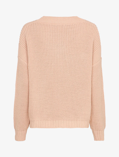 Pull ample à col V - Rose poudré - 2
