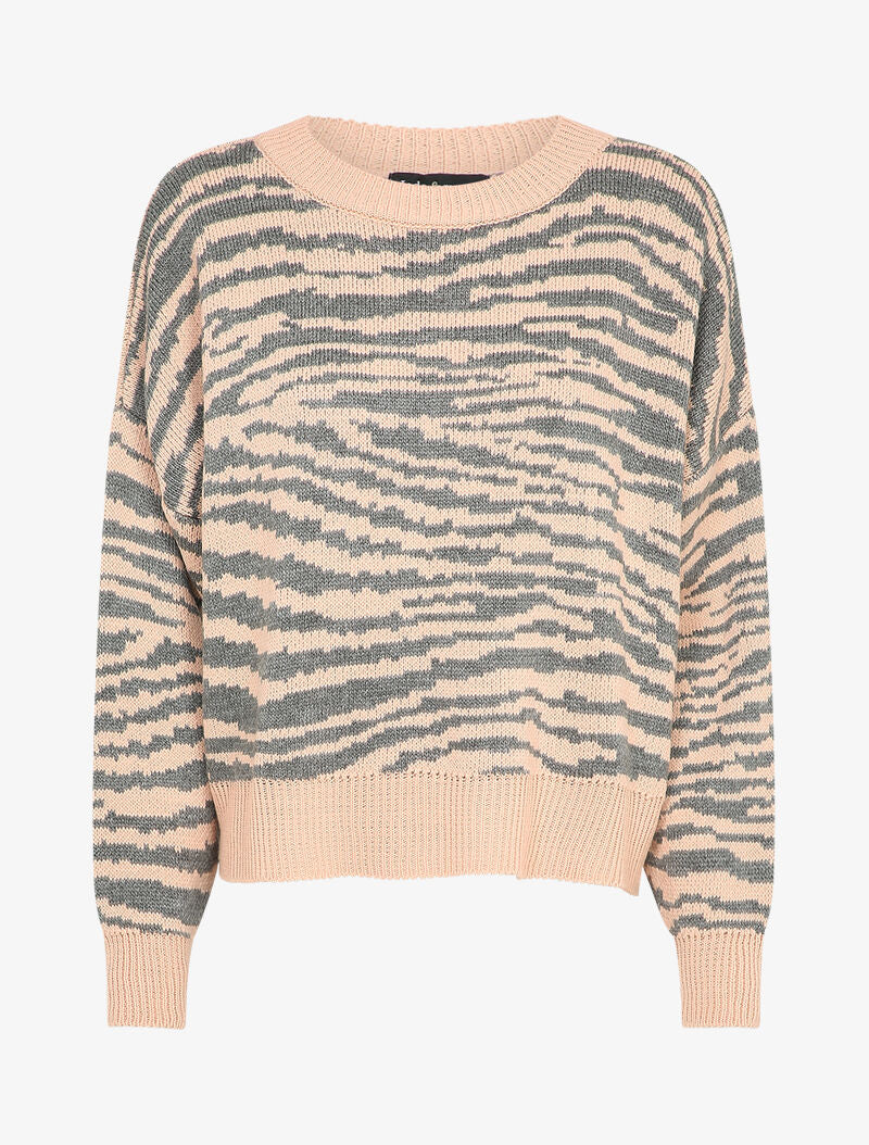 Pull court à imprimé zèbre - Rose poudré - 1