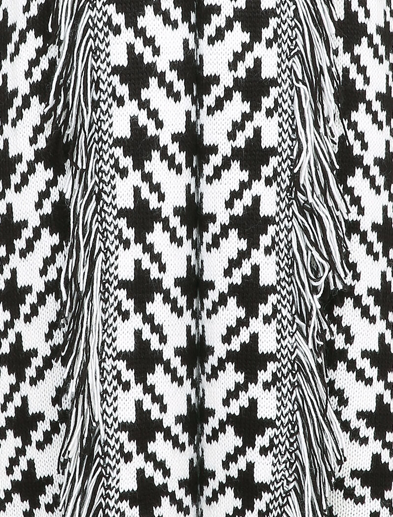 Gilet mi-long à imprimé pied de coq - Blanc - 3