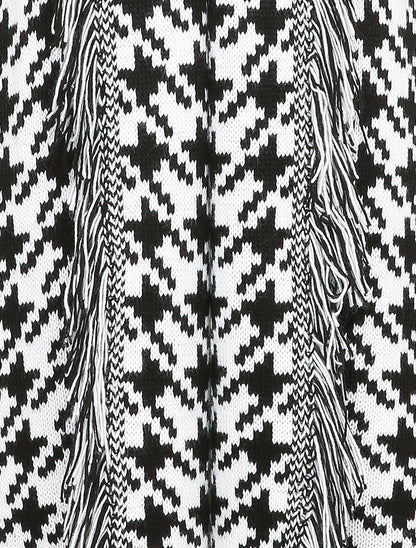 Gilet mi-long à imprimé pied de coq - Blanc - 3