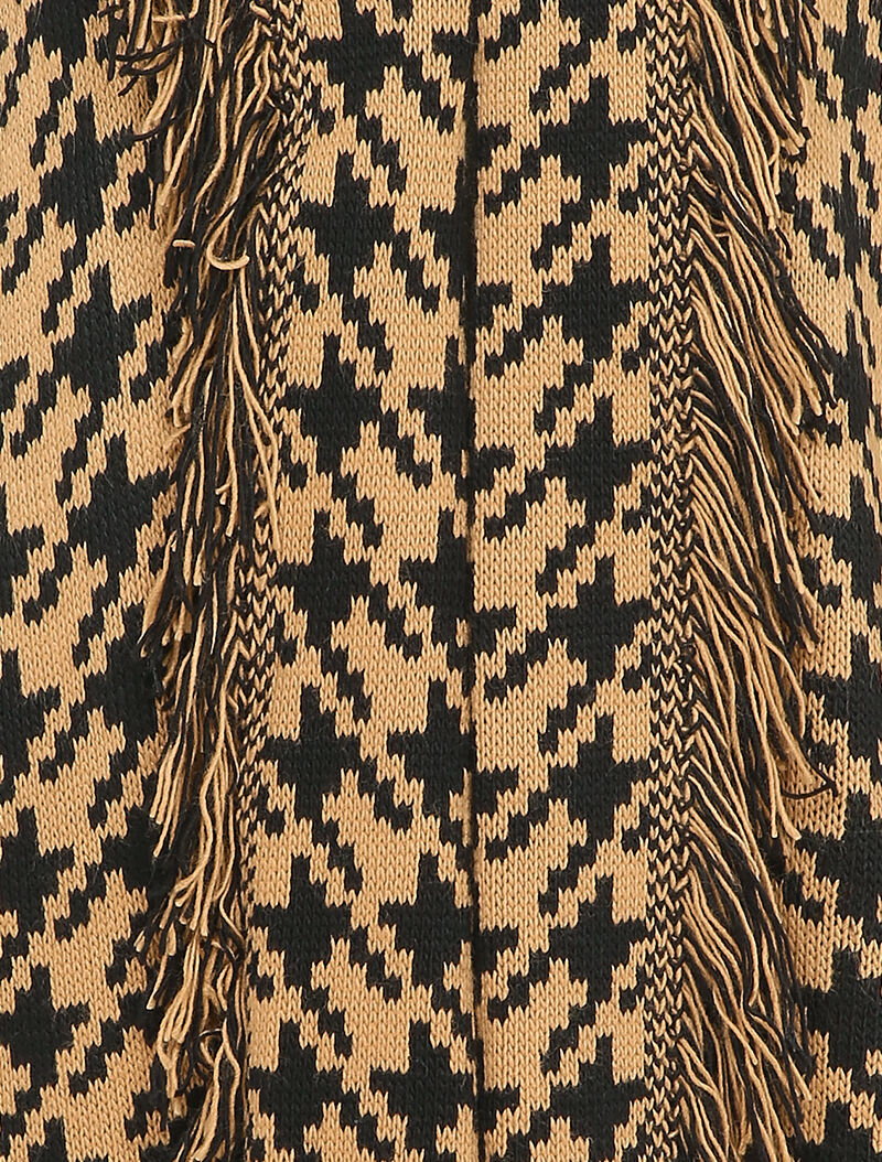 Gilet mi-long à imprimé pied de coq - Camel - 3