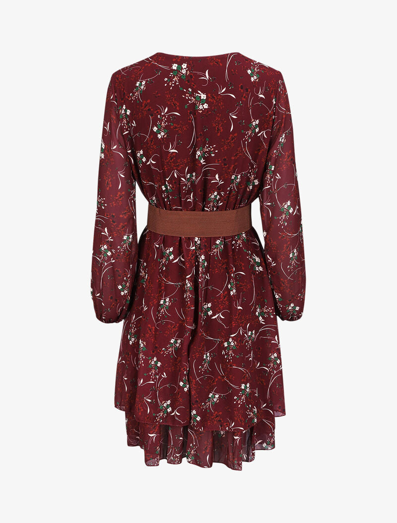 Robe cache-coeur à imprimé petites fleurs - Bordeaux - 2