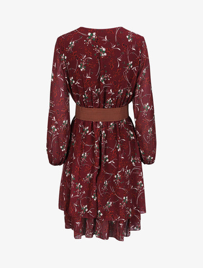 Robe cache-coeur à imprimé petites fleurs - Bordeaux - 2