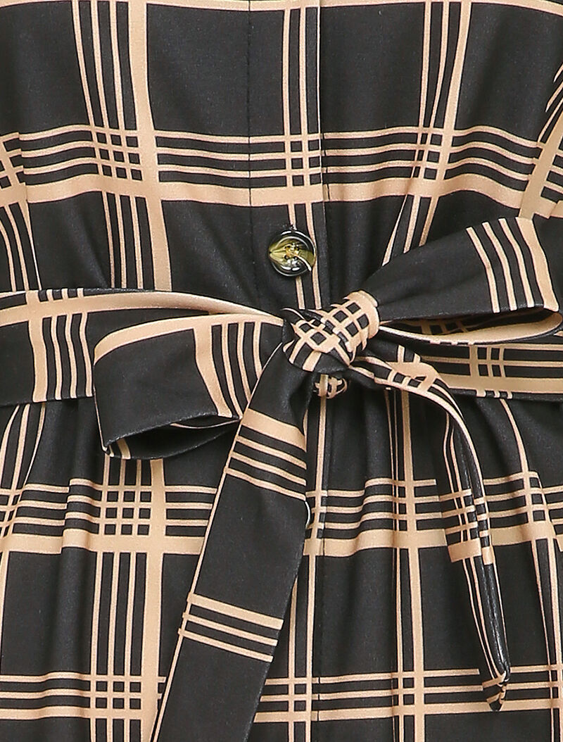 Robe chemise à carreaux - Noir/beige - 3