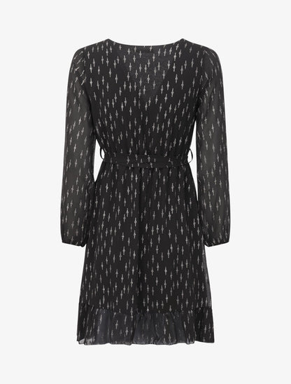 Robe patineuse volantée à motifs irisés - Noir - 2