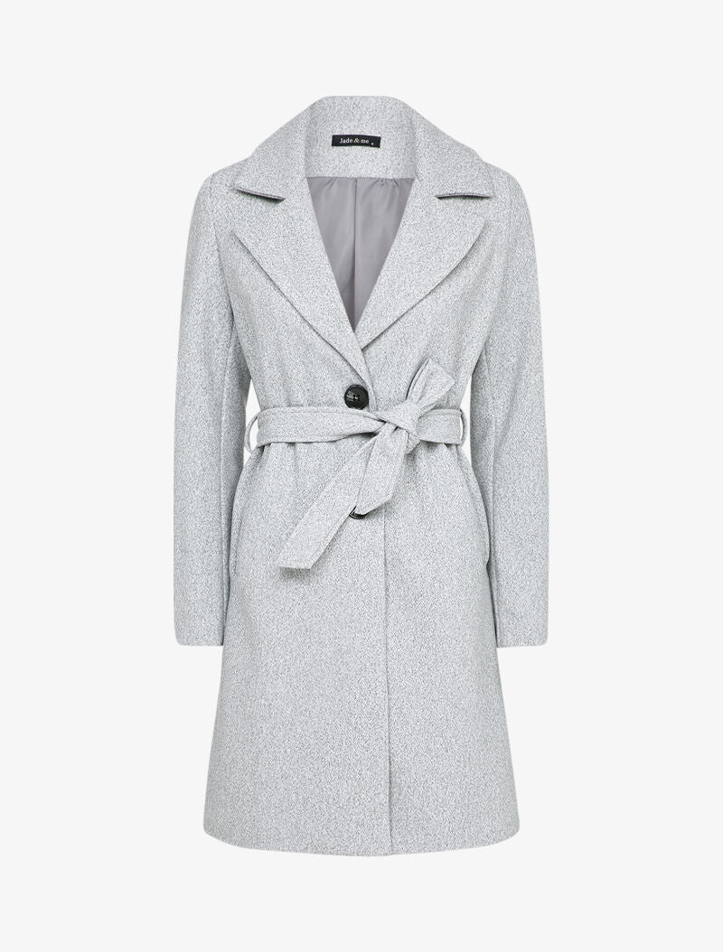Manteau mi-long ceinturé - Gris chiné - 1