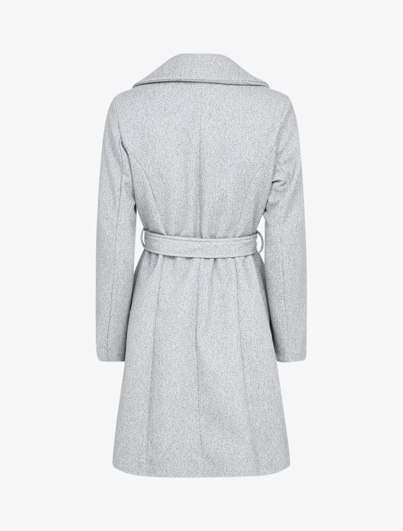 Manteau mi-long ceinturé - Gris chiné - 2