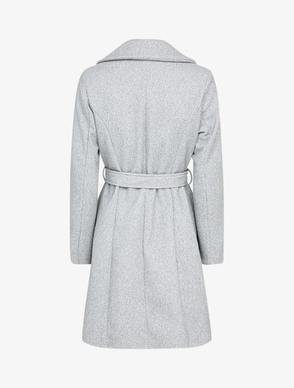 Manteau mi-long ceinturé - Gris chiné - 2
