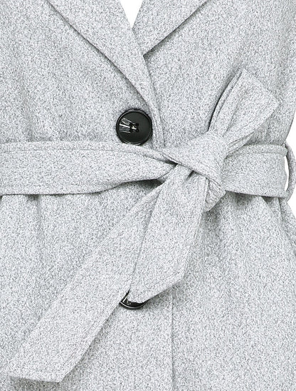 Manteau mi-long ceinturé - Gris chiné - 3