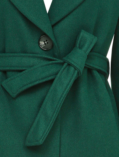 Manteau mi-long ceinturé - Vert sapin - 3