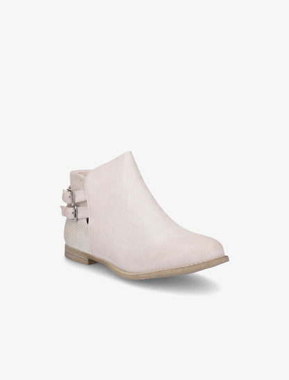 Bottines ajourées talons écailles beige - Beige - 2