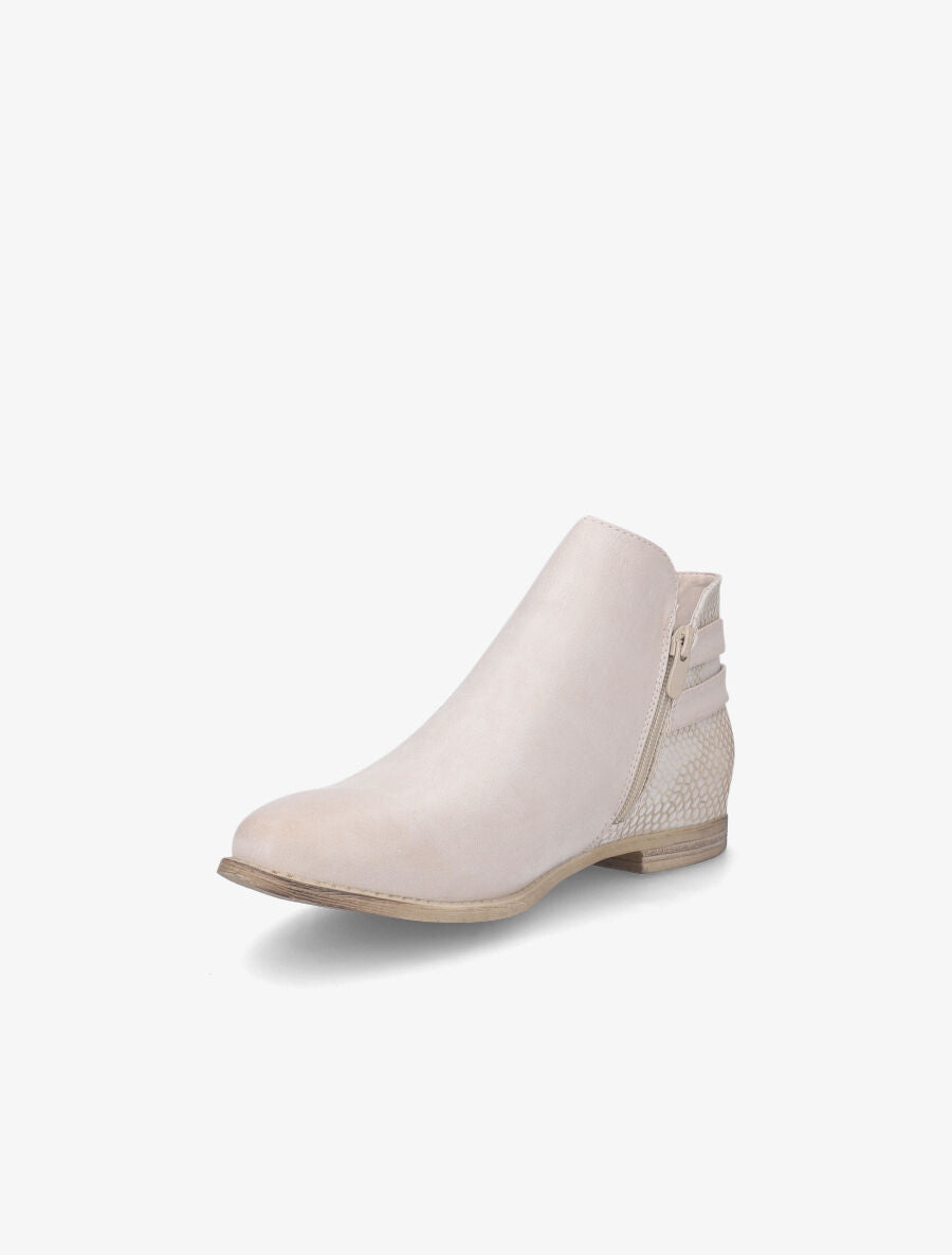 Bottines ajourées talons écailles beige - Beige - 3