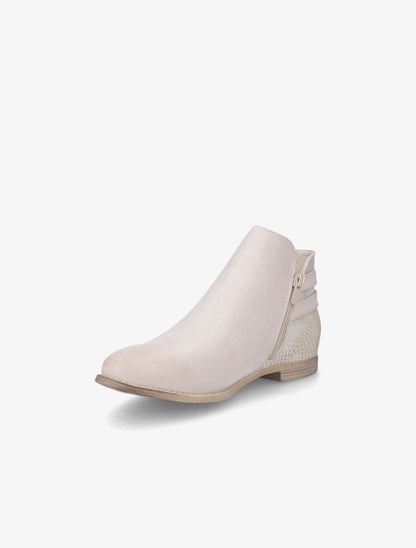Bottines ajourées talons écailles beige - Beige - 3