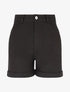 Short uni en jean à revers - Noir - 1