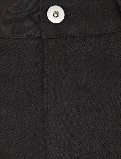 Short uni en jean à revers - Noir - 3