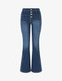Jean taille haute à 4 poches coupe flare - Bleu - 1