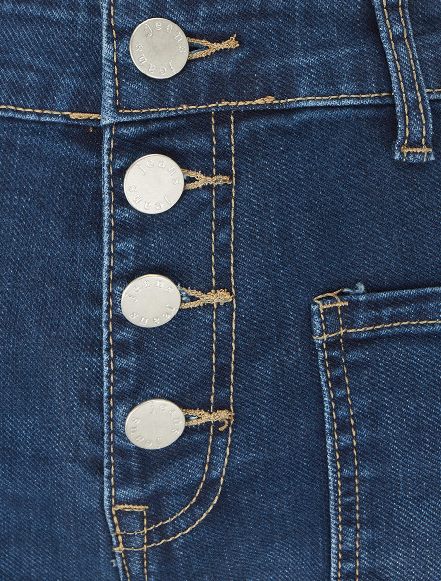 Jean taille haute à 4 poches coupe flare - Bleu - 3