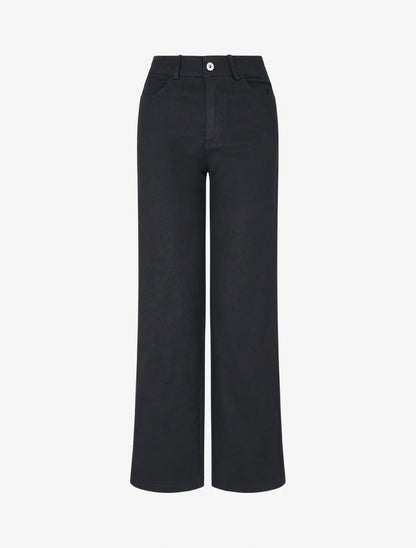 Jean stretch droit à taille haute - Noir - 1