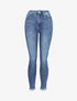 Jean push-up taille haute à coutures contrastantes - Bleu denim - 1