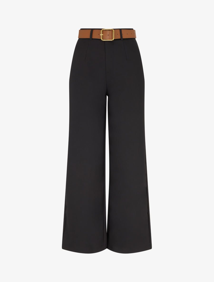 Pantalon taille haute coupe ample - Noir - 1