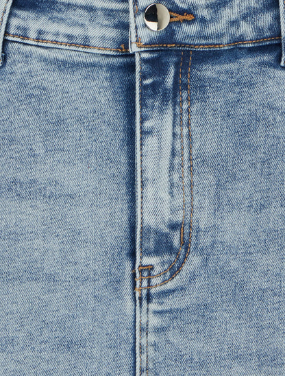 Jupe en jean délavée - Bleu - 3