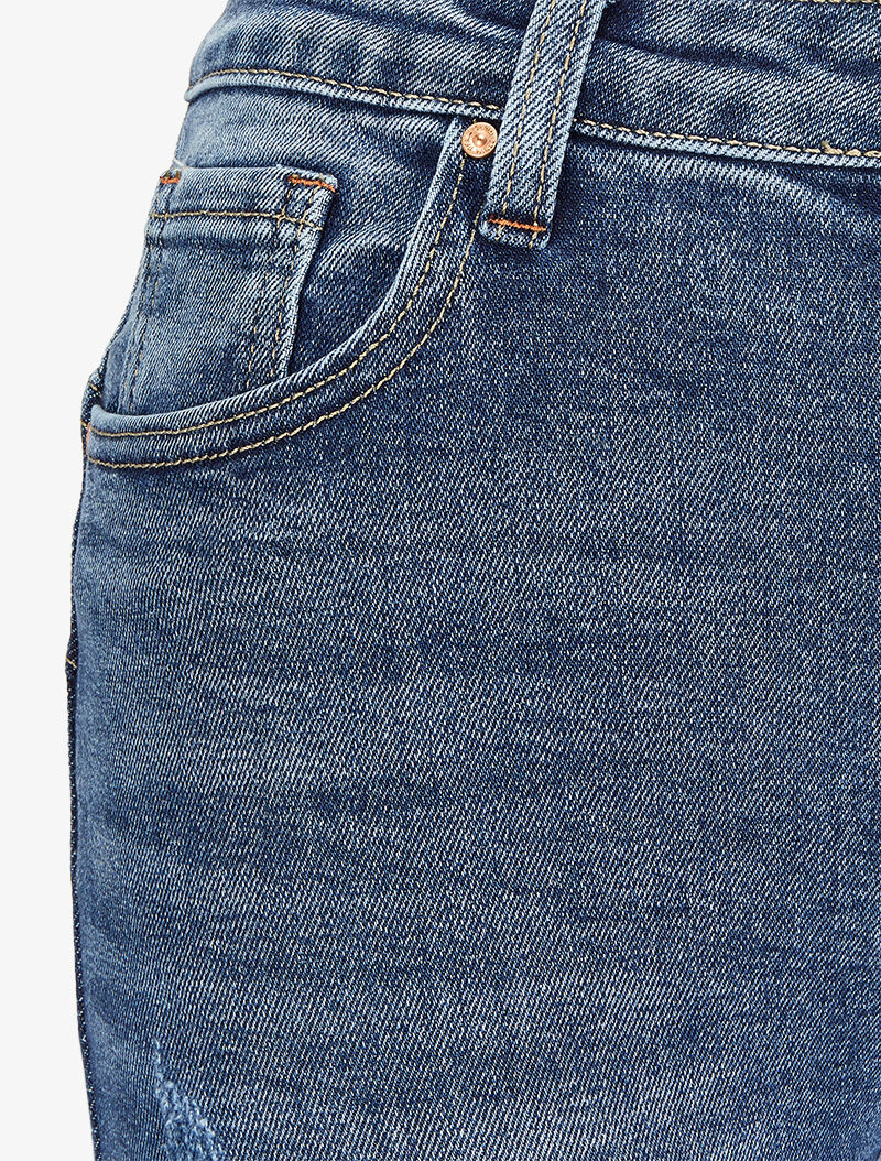 Jean skinny taille haute à griffures - Bleu denim - 3
