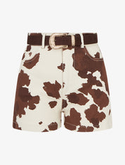 Short taille haute imprimé vache - Beige - 1