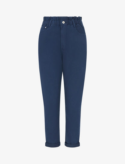 Jean paperbag à taille haute - Marine - 1