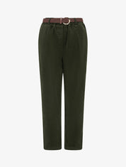 Pantalon style paper bag effet velours côtelé - Kaki - 1