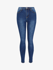 Jean taille haute coupe skinny légèrement délavé - Bleu denim - 1