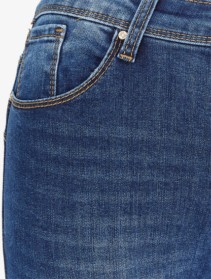 Jean taille haute coupe skinny légèrement délavé - Bleu denim - 3