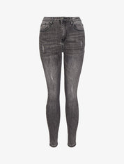 Jean skinny délavé et griffé - Gris - 4