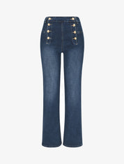 Jean à fermeture boutonnée coupe droite - Bleu - 4