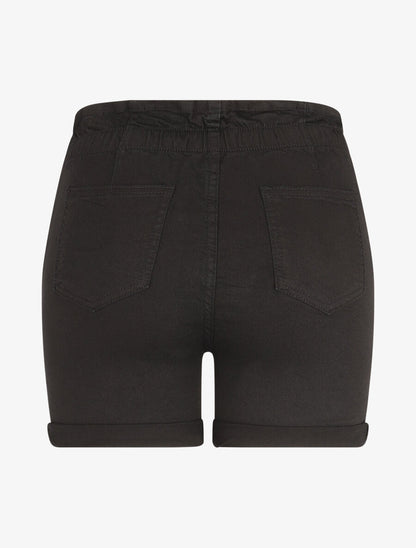 Short uni à taille élastiquée - Noir - 2