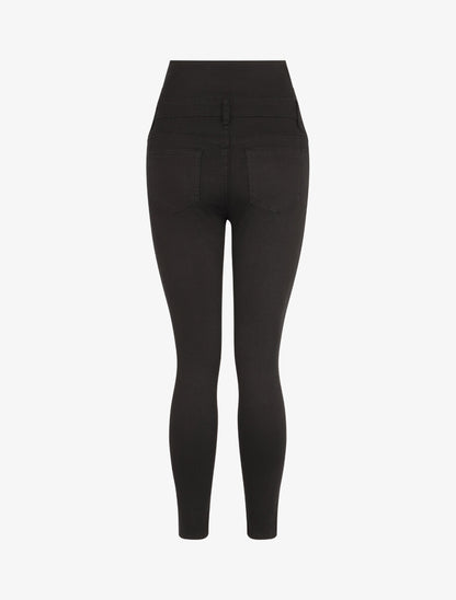Jean skinny taille haute boutonnée - Noir - 2