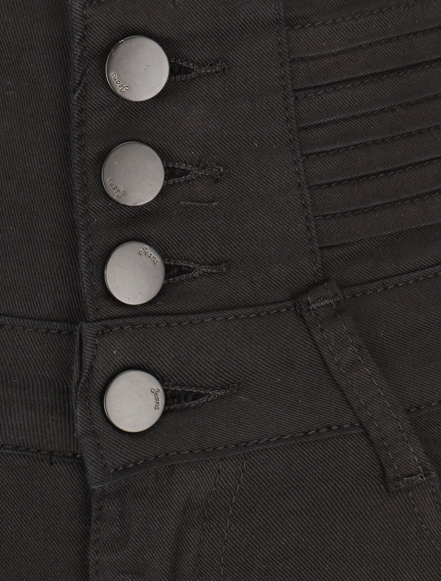 Jean skinny taille haute boutonnée - Noir - 3