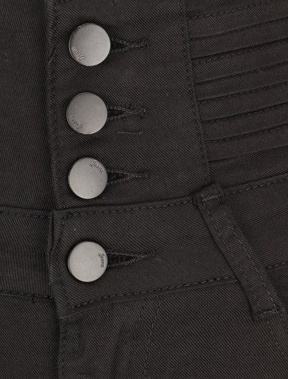 Jean skinny taille haute boutonnée - Noir - 3