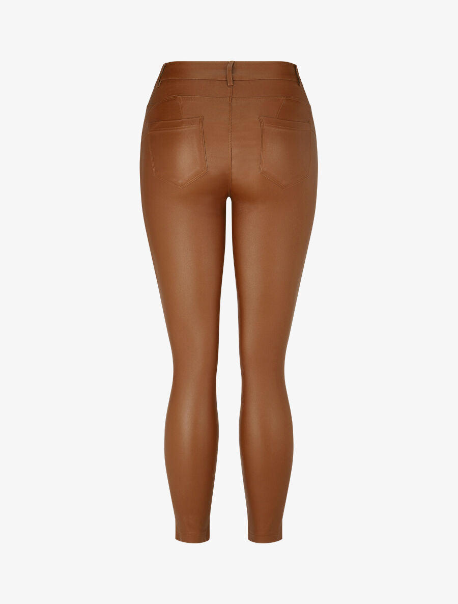 Jean skinny taille standard effet ciré - Camel - 2