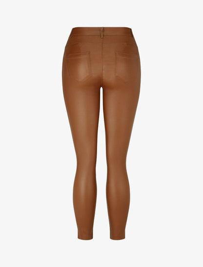 Jean skinny taille standard effet ciré - Camel - 2