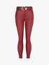 Pantalon uni en simili ceinturé - Bordeaux - 1